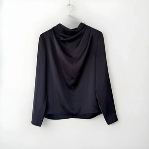 STOCKH LM Women Black Satin Long Sleeve Shirt Blouse Top size M Laura Blouse